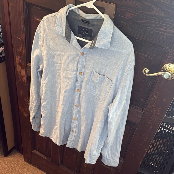 Even Tide Other - Men's Blue Casual Button-Up Shirt size large